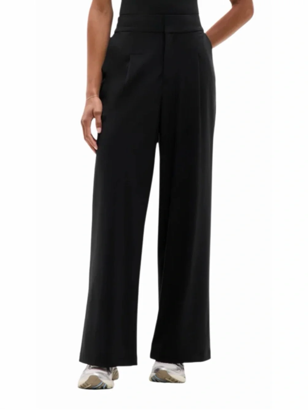 Athleta Pinnacle Cargo Trouser Pants Wide Leg High Rise Pockets Black Size 10 - Picture 2 of 12